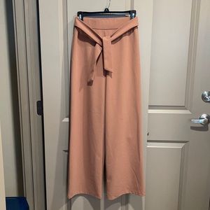 Wide leg tie dress pants